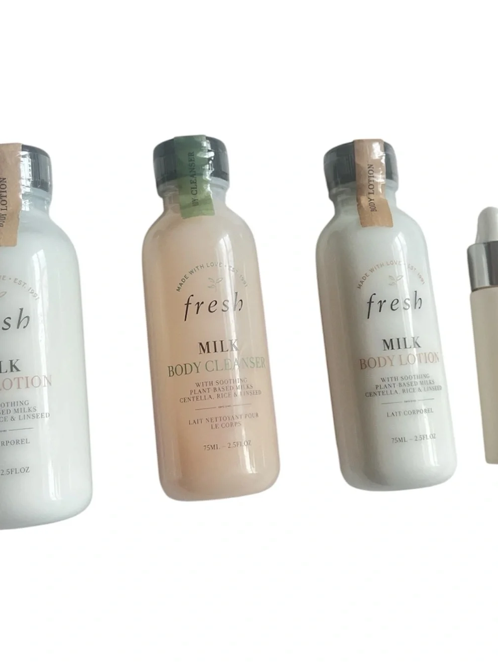 New Fresh Bundle of 2 Milk Lotions, 1 Milk Cleanser, 1 Lip Primer